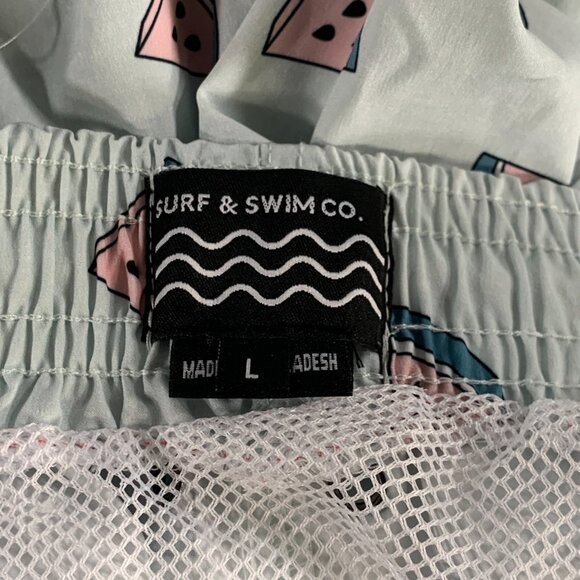 Surf & Swim Co 17” Stretch Volley Swim Shorts Watermelon Print Green Size Large - Picture 10 of 12